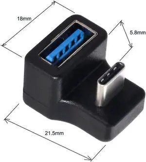Aomoproing Adaptateur d'extension femelle 180 OTG vers USB USB-C, coudé vers le haut et vers le bas de Type C 5.0 degrés pour téléphone portable et tablette