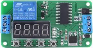 Aomoproing 1 Saluran Pengendali Relai Penundaan LED Papan Modul Sakelar Pengatur Waktu Multifungsi PLC Relai Pengatur Waktu Tunda DC 12V