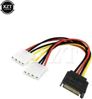 Aomoproing est Arrival 15 Pin SATA Male to 4 Pin Molex 2 Female IDE HDD Power Hard Drive Cable Adapter (2PC)