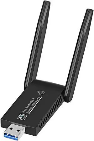 Aomoproing USB Wifi Adapter 1300Mbps RTL8812BU Dual Band for PC Black Ethernet Wi-Fi Dongle External Antenna Wi Fi Receiver Network Card