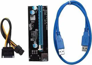 Aomoproing 6 Pin PCIE Express 1X to 16X Riser Card  High Speed Mining Adapter with USB 3.0 Cable, Ideal for Bitcoin Mining