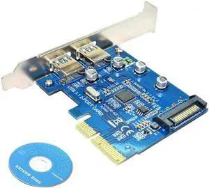 Aomoproing 2-Port USB3.1 (10Gbps) PCI-E 4X Adapter Card - GEN2 Type-A, UASP Support, SATA Power, ASM1142 Chipset for Desktops