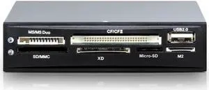 U2CR35MA Metal Case 3.5" Floppy Bay Front Panel SDHC Micro SD MMC CF XD TF Flash Memory Internal All In 1 USB 2.0 Card Reader w/ USB Port Hub