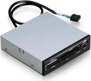 Aomoproing Metal Case 3.5-Inch Floppy Drive Bay Front Panel - All-in-One Internal USB 2.0 Card Reader (Supports SDHC/Micro SD/MMC/CF/XD/TF) with USB Port Hub