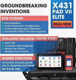 Launch X431 PAD VII Elite, 2024 Newest Top J2534 Reprogramming Tool, Intelligent Topology Map Bi-Directional Diagnostic Scanner, ECU Coding, 2 Years Free Update