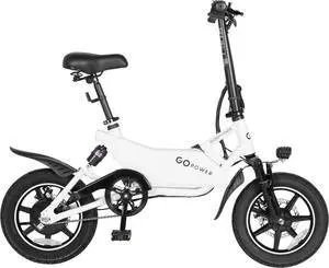 GoPowerBike GoSpyder White Compact Folding Bike with 16MPH Max Speed & 350W Motor
