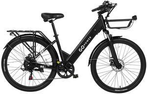 GoPowerBike GoVelo  Electric Adult Bike | 26 Tires | Top Speed 20MPH | Up to 50 Miles+ Range | 500W Motor | Removable Battery Black/Black