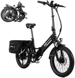 GoPowerBike GoPlus Folding Electric Bike | 20" Fat Tire eBike | 500W Motor, 20mph Top Speed | 45+ Mile Range, 5 Pedal-Assist Levels | Removable Battery | Class 1 & 2