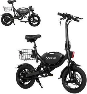 GoPowerBike GoDash Electric Bike | Compact Folding Adult Mini E-Bike | Dual Disc Brakes | Dual Shock Suspension | Throttle and Pedal Assist | 400W Motor | 14 Tires | Up to 30 Mile Range