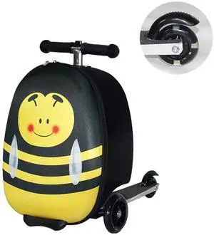 GoPowerBike GoVoyage Kids 2-in-1 Luggage Scooter | 3-Wheel Design with Light-Up Wheels, Foldable and Convertible for Travel