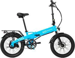 GoPowerBike GoVolt Folding Electric Bike for Adults | 20" Tires | 500W Motor | 45+ Mile Range | 20mph Top Speed | 5 Pedal Assist Levels | Removable Battery | Class 1 & 2 eBike Blue