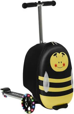 GoPowerBike GoVoyage Kids 2-in-1 Luggage Scooter | 3-Wheel Design with Light-Up Wheels, Foldable and Convertible for Travel