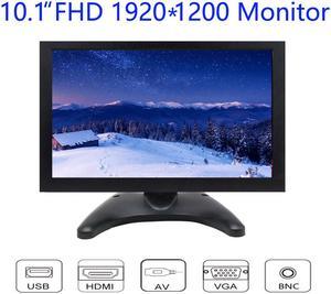 10 inch Monitor 1920x1200 FHD1080P IPS Display with Video Audio VGA AV BNC USB HDMI for CCTV Camera PC DVD Laptop