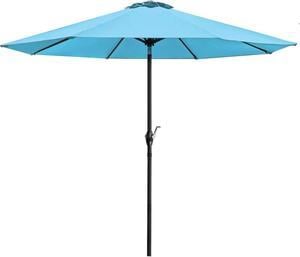 Devoko 9 FT Patio Umbrella Outdoor Table Market Umbrella with Easy Push Button Tilt for Garden, Deck, Backyard and Pool (Blue)