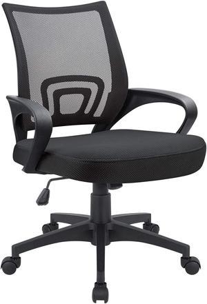 Devoko Office Chair Ergonomic Computer Desk Chair Mid Back Swivel Rolling Chair with Height Adjustable Lumbar Support Mesh Executive Chair with Armrests (Black)