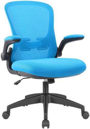 Devoko Office Desk Chair Ergonomic Mesh Chair Lumbar Support with Flip-up Arms and Adjustable Height (Blue)