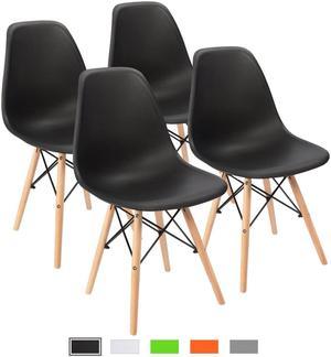 Devoko Modern Style Dining Chairs Mid Century Pre Assembled DSW Chair Classic Shell Lounge Plastic Side Chairs for Dining Room, Kitchen, Living Room Set of 4 (Black)