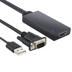 PROSTER VGA to HDMI Adapter 1080P &USB Audio Video Converter Cable For PC Laptop HDTV VGA to HDMI Adapter Converter Output 1080P HD Gold Plated VGA Male to HDMI Female Audio Video Cable SVGA to HDMI