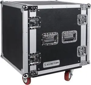 Sound Town 12U PA/DJ Rack/Road Case, 12-Space, with 17” Depth, Casters, Plywood, Metal Ball Corners (STRC-12UW)