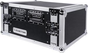 Sound Town 6U PA/DJ Rack/Road Case, 6-Space, with 17 Depth, Plywood, Metal Ball Corners (STRC-6U)