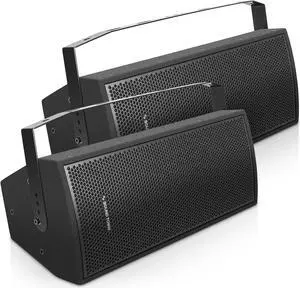 Sound Town Pair of CARME Series Dual 8" 2-Way Passive Professional Loudspeaker, Black with Compression Driver and U Bracket for Installation, Live Sound, Karaoke, Bar, Church (CARME-U208B-PAIR)