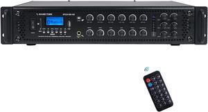Sound Town 180 Watts 6-Zone 70V/100V Commercial Power Amplifier with Bluetooth, for Restaurants, Lounges, Bars, Pubs, Schools and Warehouses (STCA180-6Z)