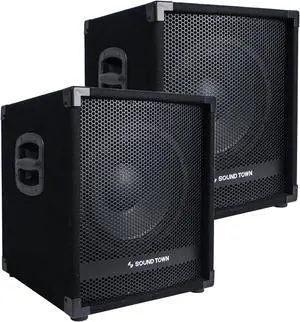 Sound Town 2-Pack 12” 1400 Watts Powered PA DJ Subwoofers with 3” Voice Coil (METIS-12SPW-PAIR)