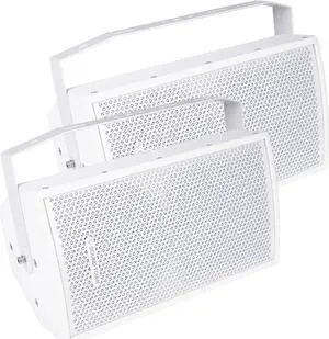 Sound Town Pair of CARME Series 8" 350W 2-Way Professional PA DJ Speakers, White with Compression Drivers and U Brackets for Installation, Live Sound, Karaoke, Bar, Church (CARME-U108W-PAIR)