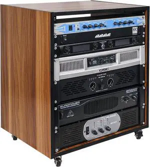 Sound Town DIY 12U Studio Rack with Furniture Grade Walnut Laminate, Rubber Feet, Casters (SDRK-12WN)