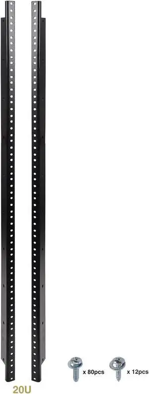 Sound Town 2-pack 20U Steel Rack Rails, with Black Powder Coated Finish and Screws (ST-RR-20U)