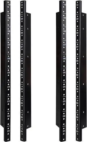 Sound Town 4-pack 10U Steel Rack Rails, with Black Powder Coated Finish and Screws (ST-RR-10UX2)