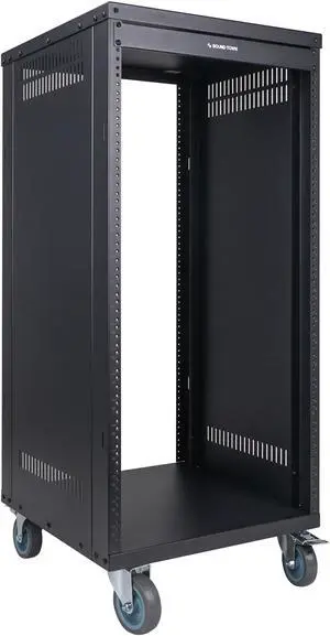 STRK-M21U Sound Town 21U Universal Steel Rack, w/ 3" Locking Casters, Vented Side Panels for Audio Video, Server and Network Equipment (STRK-M21U)