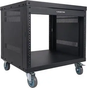 STRK-M8U Sound Town 8U Universal Steel Rack, w/ 3" Locking Casters, Vented Side Panels for Audio Video, Server and Network Equipment (STRK-M8U)