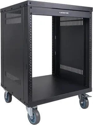 STRK-M12U Sound Town 12U Universal Steel Rack, w/ 3" Locking Casters, Vented Side Panels for Audio Video, Server and Network Equipment (STRK-M12U)