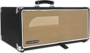 Sound Town Vintage 4U Amp Rack Case, 12.5" Depth with Rubber Feet, Dust Cover, Kickstand, Black (STVRC-4BK)