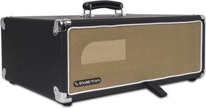 Sound Town Vintage 3U Amp Rack Case, 12.5" Depth with Rubber Feet, Dust Cover, Kickstand, Black (STVRC-3BK)