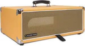 Sound Town Vintage 3U Amp Rack Case, 12.5" Depth with Rubber Feet, Dust Cover, Kickstand, Orange (STVRC-3OR)