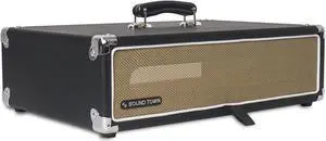 Sound Town Vintage 2U Amp Rack Case, 12.5" Depth with Rubber Feet, Dust Cover, Kickstand, Black (STVRC-2BK)