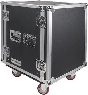 Sound Town 14U PA/DJ Rack/Road Case, 14-Space, with 17" Depth, Casters, Plywood, Metal Ball Corners (STRC-14UW)