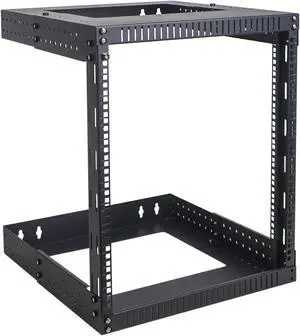Sound Town 2-Post 12U Wall-Mount Open Frame Server and Network Equipment Rack with Adjustable Depth 12"-20" (ST2PWOR-A12U)