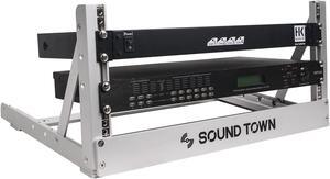 Sound Town 4U Aluminum 2-Post Desktop Open-Frame Rack, Angle Adjustable, for Audio/Video, Network Switches, Routers, Patch Panels (2PF-4A)
