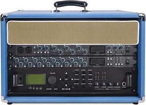 Sound Town Vintage 6U Amp Rack Case, 12.5" Depth with Rubber Feet, Dust Cover, Kickstand, Beau Blue (STVRC-6BL)
