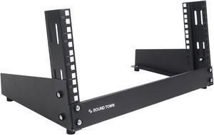Sound Town 4U 2-Post Desktop Open-Frame Rack, for Audio/Video, Network Switches, Routers, Patch Panels (ST2PF-4LW)