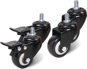 Sound Town 4 Pack 2" Swivel Caster Wheels with Brake, Replacement Caster Wheels for Rack Case, Home Furniture, Industrial Trailer (STLC2-4PACK)