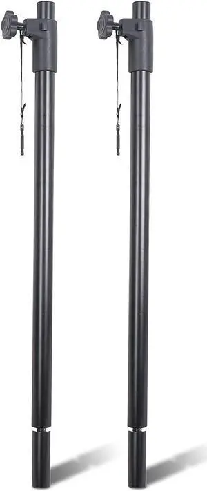 Sound Town 2-Pack Subwoofer/Speaker Poles with Adjustable Height, with M20 Threaded Lower End & 35mm Adaptor, Black (STSDA-ADM54B-PAIR)