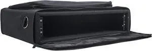 Sound Town Portable 2U Rack Bag, Soft Rack Case with 14" Rackable Depth, Plywood Rack Frame, Shoulder Strap, Accessory Pocket (STRB-216B)