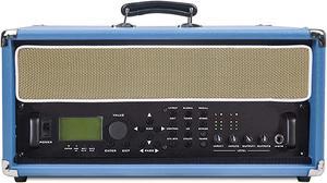 Sound Town Vintage 4U Amp Rack Case, 12.5" Depth with Rubber Feet, Dust Cover, Kickstand, Beau Blue (STVRC-4BL)