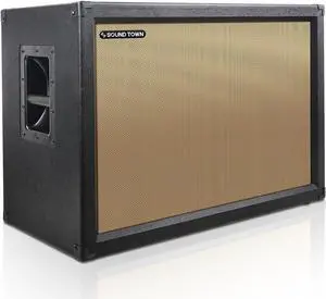 Sound Town 2x12 Empty Guitar Speaker Cabinet, Birch Plywood, Black, Wheat Cloth Grill, Compatible with Celestion/Eminence Speakers (GUC212BK-EC)