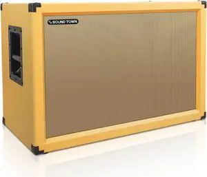 Sound Town 2x12" Empty Guitar Speaker Cabinet, Birch Plywood, Orange, Wheat Cloth Grill, Compatible with Celestion/Eminence Speakers (GUC212OR-EC)
