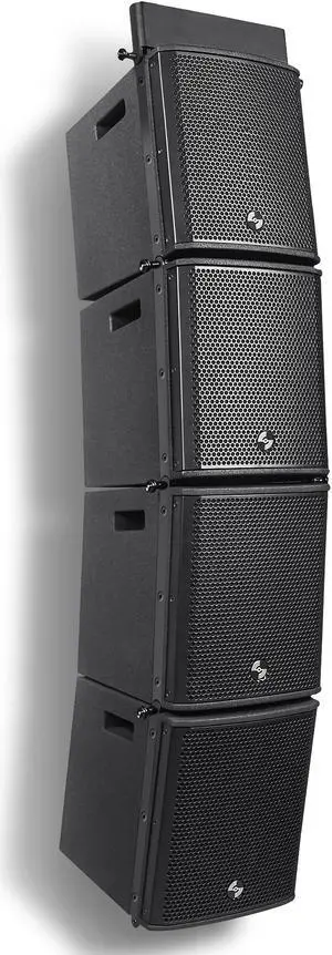 Sound Town ZETHUS Series Line Array Speaker System with Four Compact 6 x 3 Line Array PA Speakers and One Flying Frame, Black (ZETHUS-M3X4)